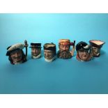 Six medium size Royal Doulton Character jugs