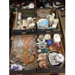 Four trays of assorted china and glass