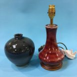 A Cobridge stoneware table lamp and a Cobridge vase