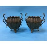 A pair of Middle Eastern decorative brass vases, 17cm height