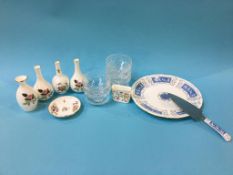 Coalport cake plate, slice, glass and various Wedgwood china etc.