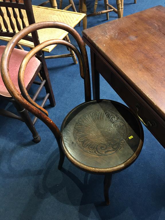 A 19th century mahogany fold over tea table and a Bentwood chair - Image 3 of 3