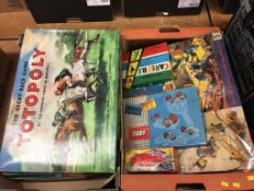 Two boxes of vintage toys and games, to include Lego etc.