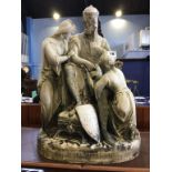 A large and impressive Parian group, stamped Beattie SC 'The Poison'd Wound Edward 1', 55cm