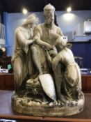 A large and impressive Parian group, stamped Beattie SC 'The Poison'd Wound Edward 1', 55cm