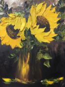 Oil on canvas, signed, dated **69, 'Still life of Sunflowers', 87 x 71cm