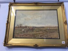 Claude Hayes (1852-1922), watercolour, signed, 'The Allotment', 36 x 53cm