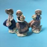 Three small Lladro figures