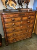 A 19th century mahogany bow front chest of drawers, with two short and four long graduated