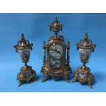 A decorative clock garniture