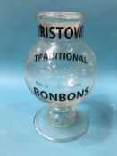 A sweet advertising glass jar 'Bristows Traditional Bon Bons'