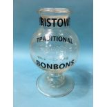 A sweet advertising glass jar 'Bristows Traditional Bon Bons'