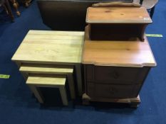 A modern bedside chest and a nest of tables