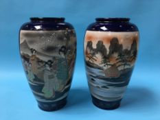 A large pair of Japanese Satsuma ware vases