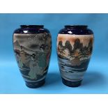 A large pair of Japanese Satsuma ware vases