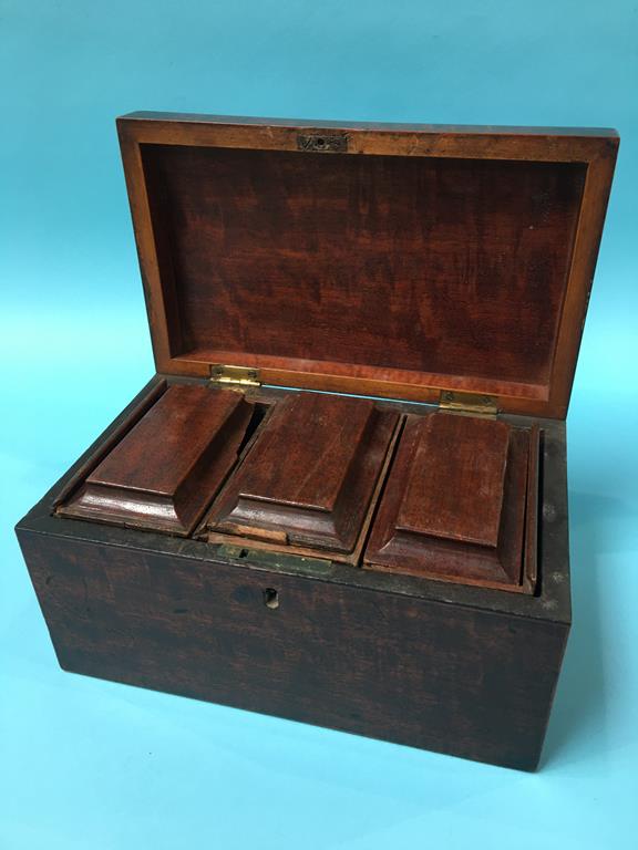 A Georgian mahogany two division tea caddy