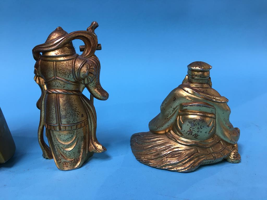 Five gilt metal Oriental figures - Image 3 of 8