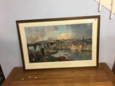 Large colour print, 'Newcastle Upon Tyne, 1896', 52 x 85cm