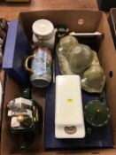 Harrods teas pots and biscuit barrel, Stein, Royal Worcester china etc.