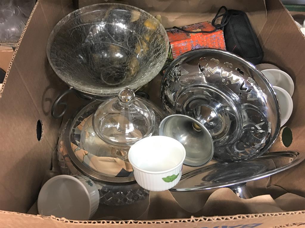 Four boxes of assorted, to include glassware and silver plate etc. - Image 4 of 5