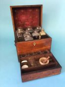A 19th century mahogany Apothecary travelling box, 26cm wide