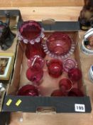 One box of cranberry glass