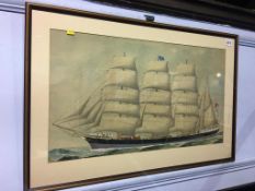 A 19th century watercolour, unsigned, Maritime picture of the sailing ship 'Cissie', 35 x 62cm