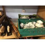 Two trays of assorted, to include Oriental china, walking sticks etc.