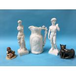 A Hummel figure, Parian jug etc.