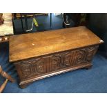 An oak blanket box