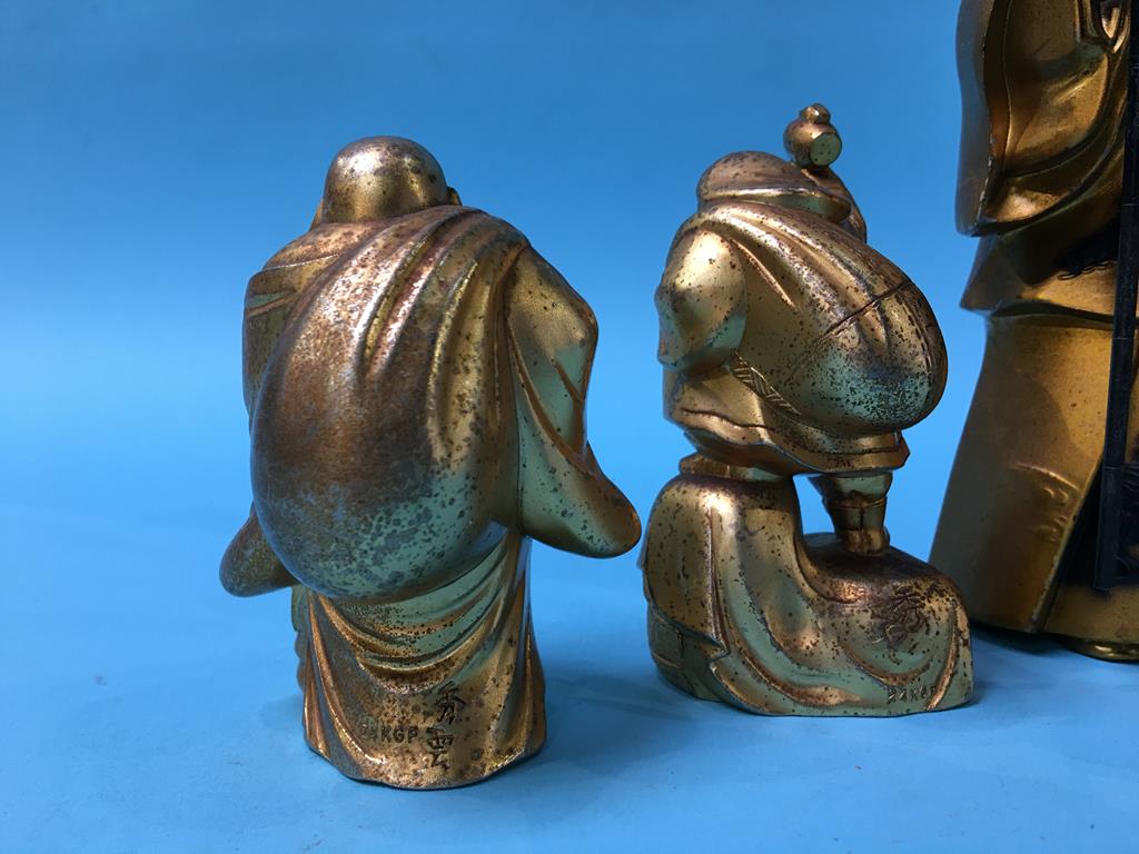 Five gilt metal Oriental figures - Image 5 of 8