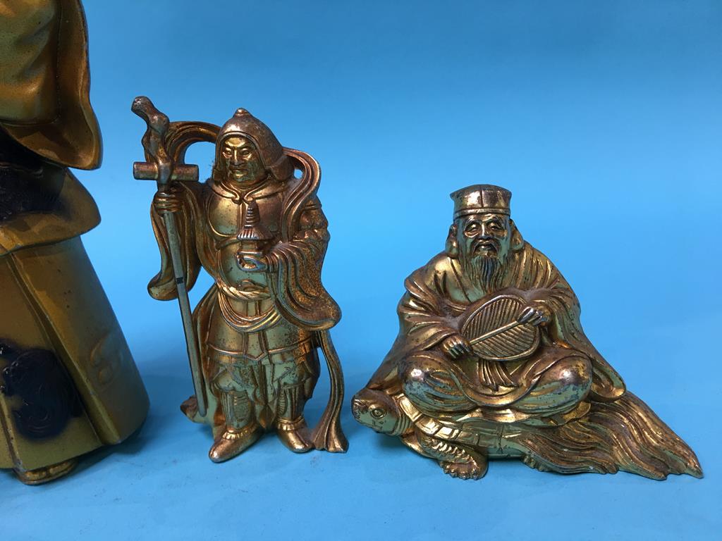 Five gilt metal Oriental figures - Image 2 of 8