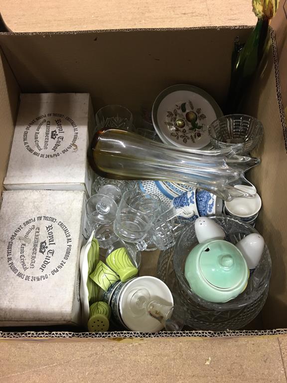 Three boxes of assorted, to include glass and brass wares - Image 2 of 4