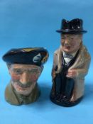 A Royal Doulton 'Winston Churchill' Toby jug and a Royal Doulton 'Monty' Character jug (2)