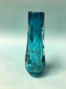 A Whitefriars blue cased vase