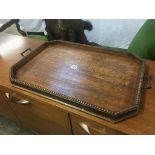 Two handled oak tea tray