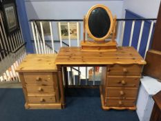 Pine bedside drawers and pine dressing table