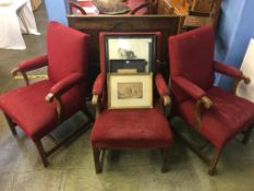 Three oak framed carver chairs