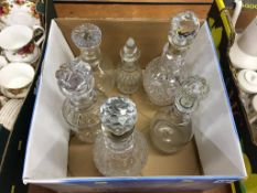 6 cut glass clear decanters