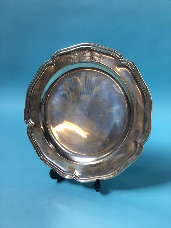 A silver plate, London, 1927, makers mark Thomas, weight 15.3oz