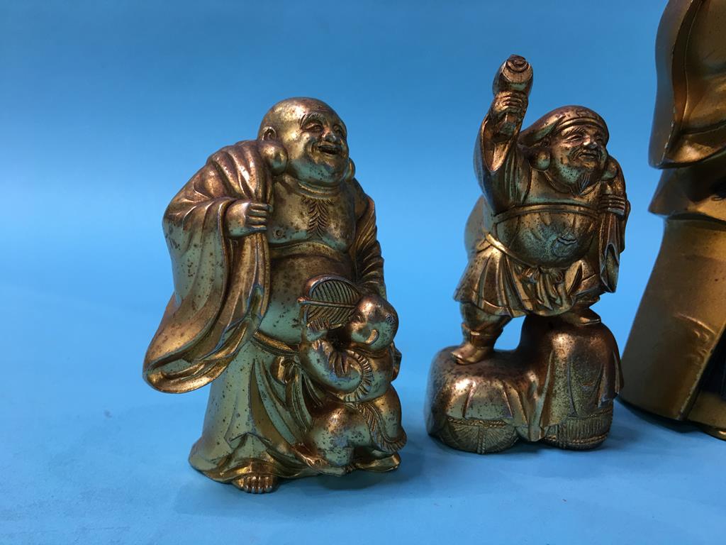 Five gilt metal Oriental figures - Image 4 of 8