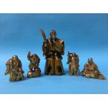 Five gilt metal Oriental figures