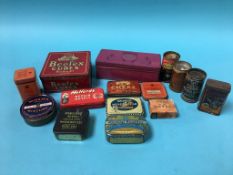 A small box of various tins