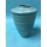 A Wedgwood Keith Murray blue tapering vase, 29cm high
