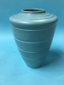 A Wedgwood Keith Murray blue tapering vase, 29cm high