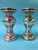 Pair of silver coloured glass stands