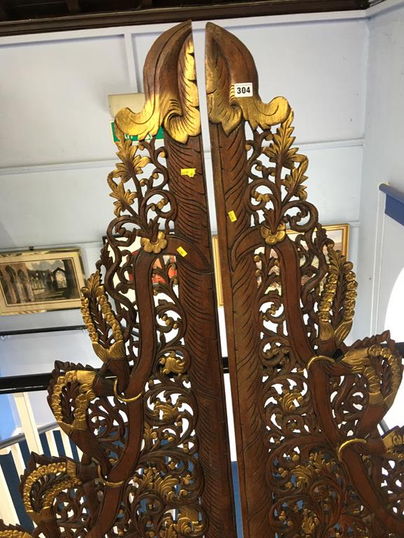 Eight piece carved and giltwood fretwork screen - Image 2 of 2