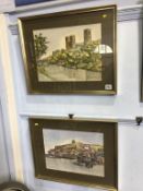 Pair, Jane Pearson, signed, watercolour, 'Durham' and 'Whitby', 27 x 36cm