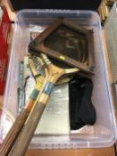 Box of assorted including tennis racquets