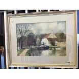 John Noble, watercolour, signed, 'Thames Lock, Junction of Wey Canal and the Thames', 34 x 50cm